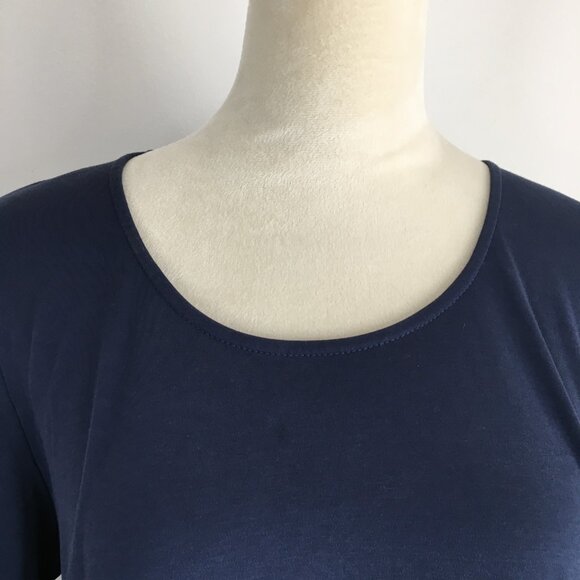 EILEEN FISHER 3/4 Sleeve Blue 100% Organic Cotton High Low Hem Shirt - Picture 8 of 10